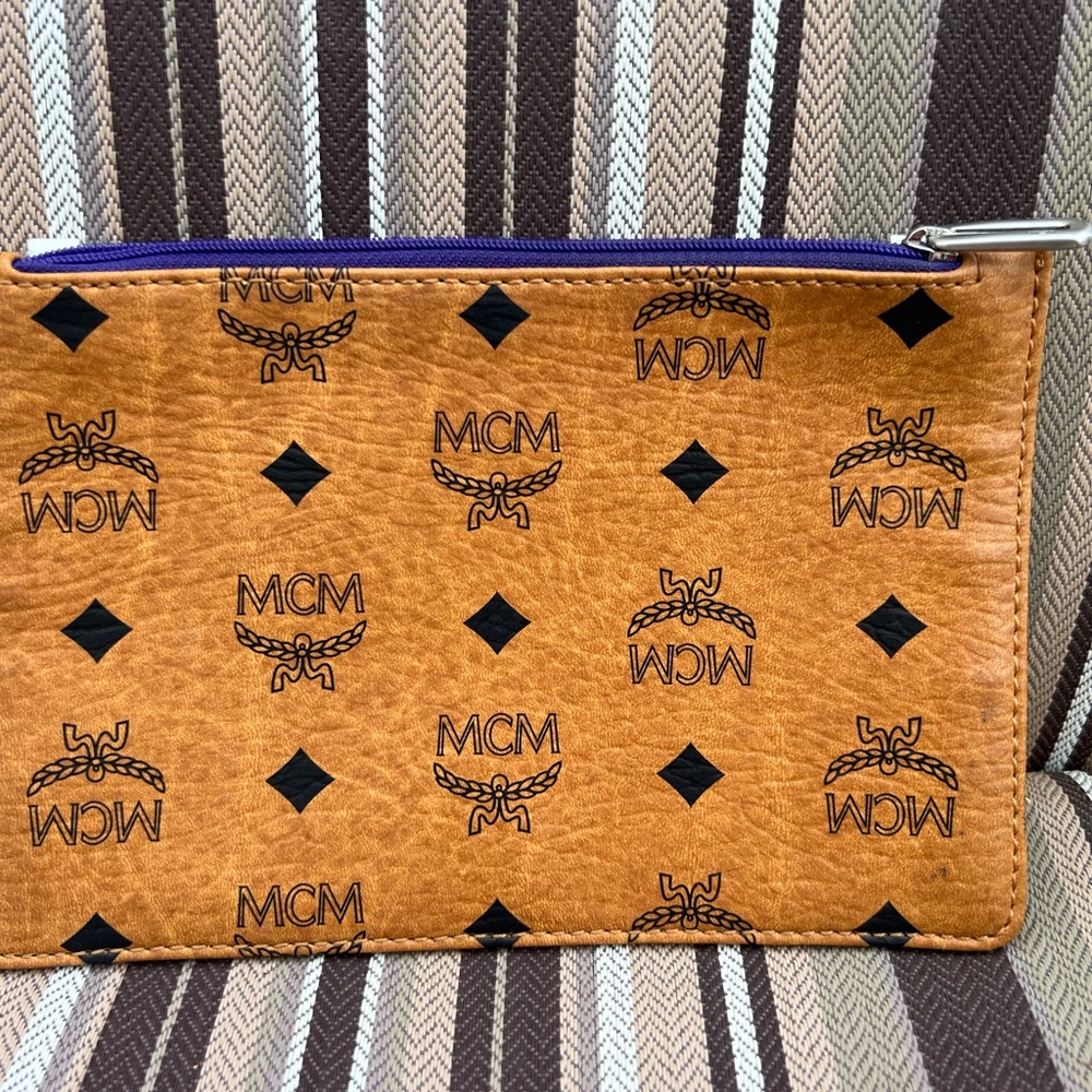 ⛔️SOLD⛔️MCM Tan Clutch/Wristlet/Crossbody with Black Logo